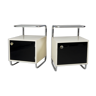 Pair of Black and white bed side tables made in 1940s Czechia