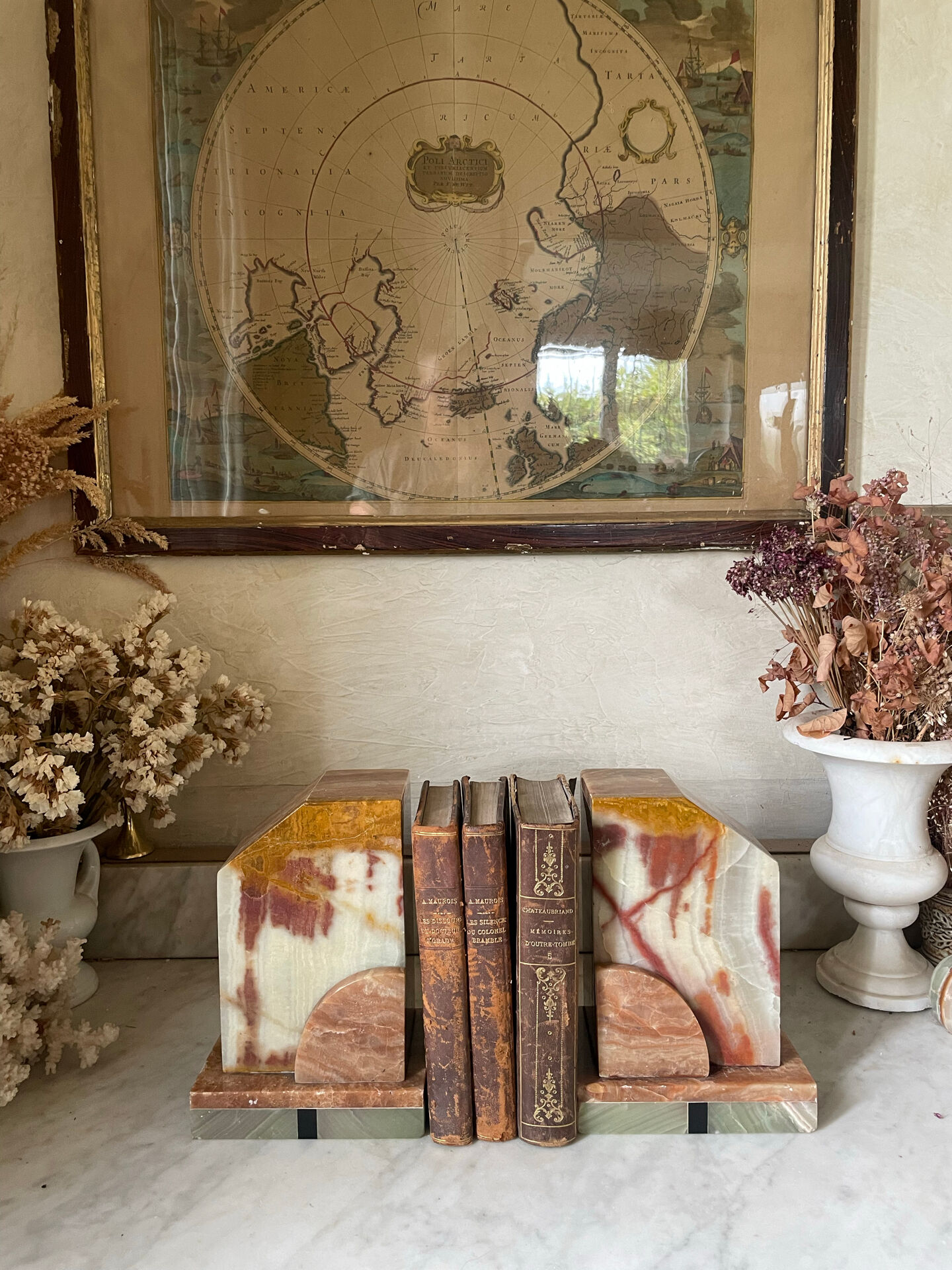 Pair of Art Deco marble and onyx bookends
