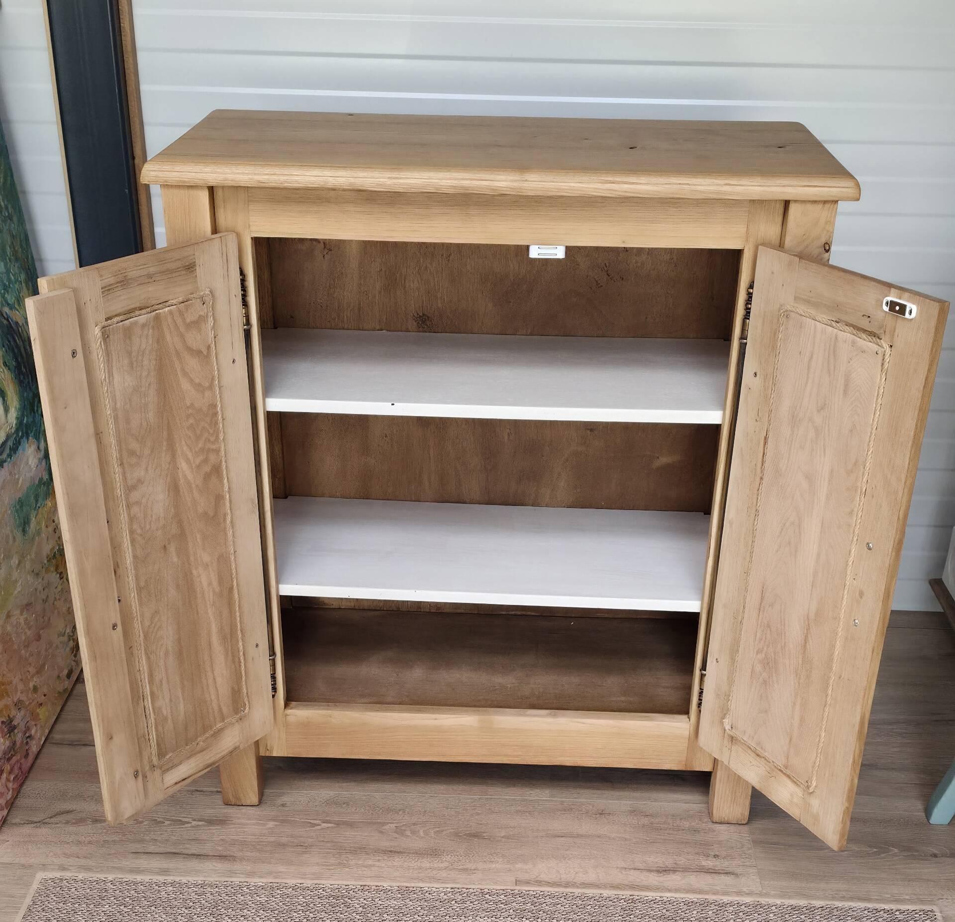 Old solid blond oak sideboard