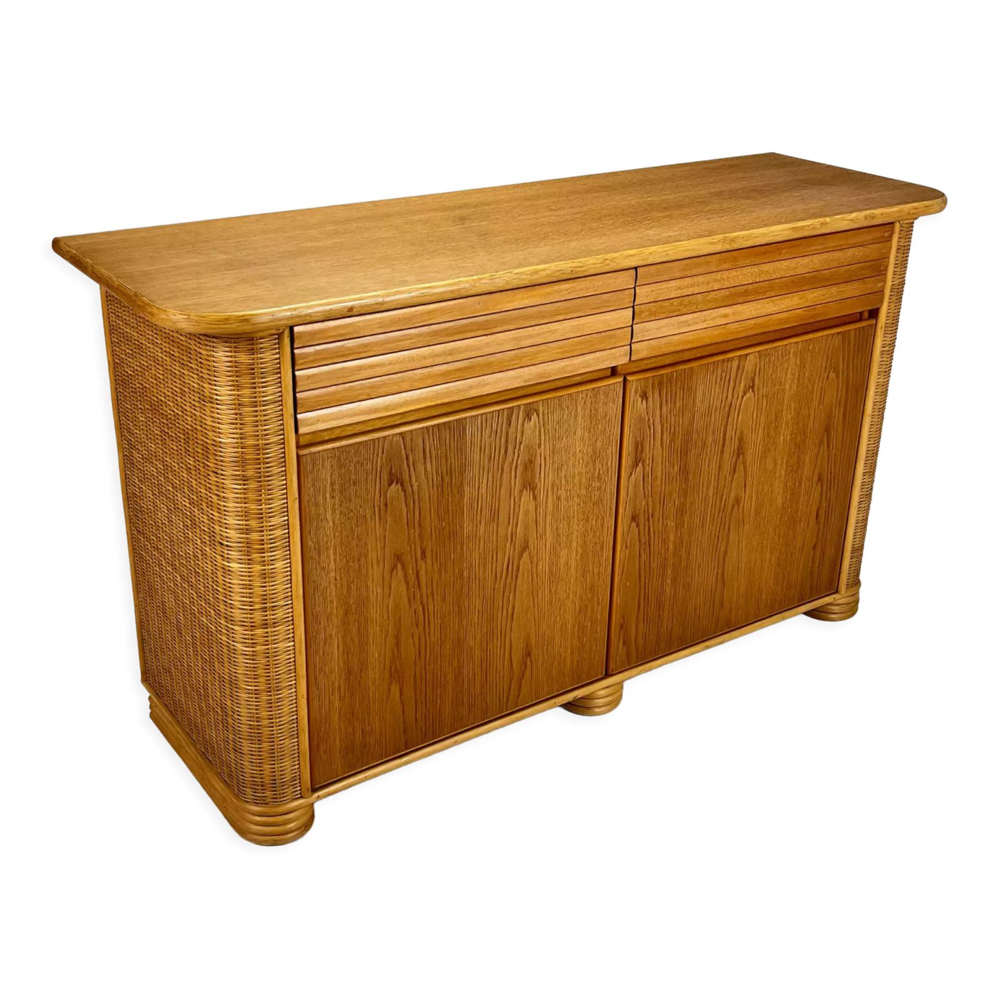 Vintage Bamboo and Wood Sideboard, 1970s