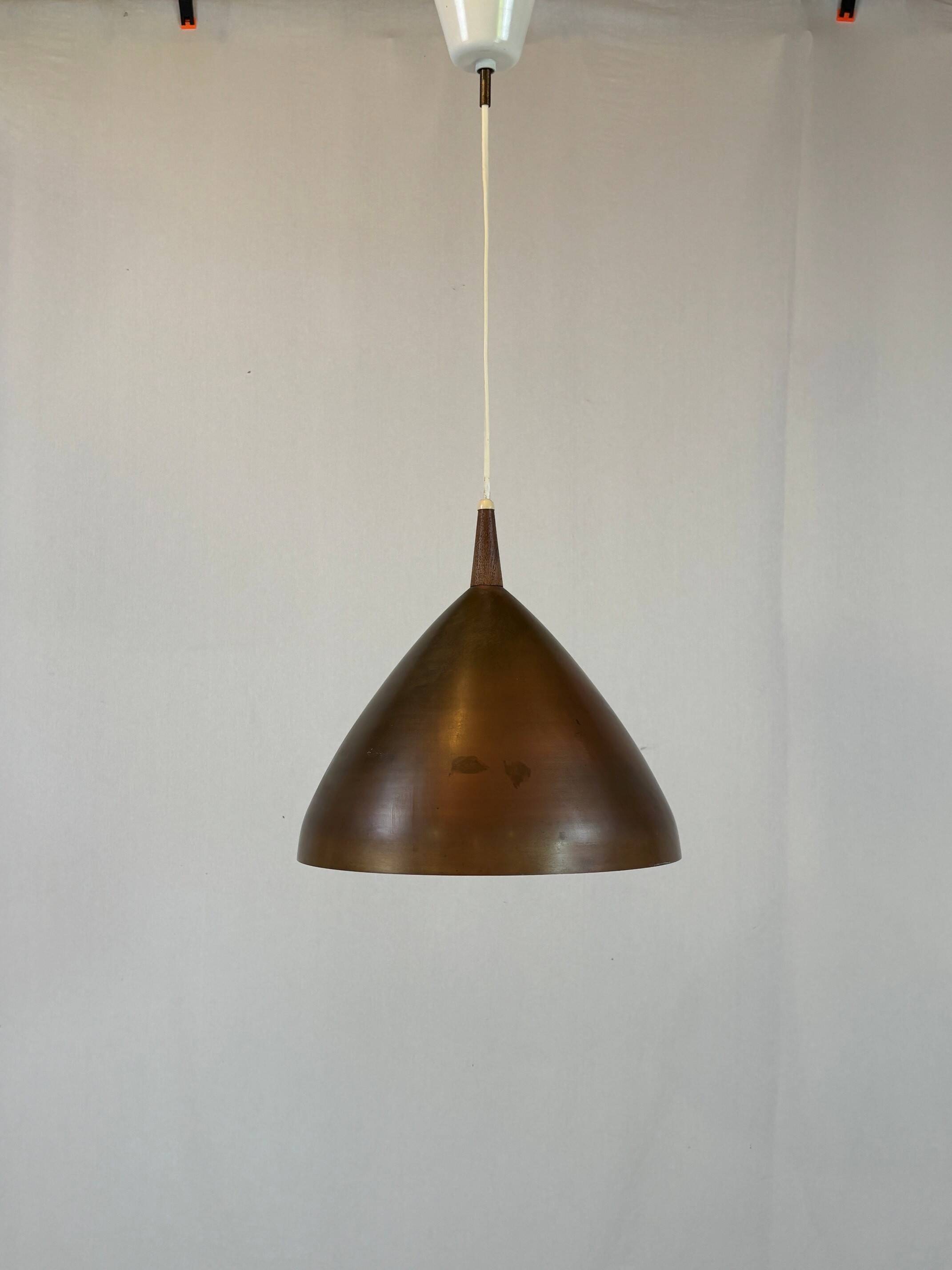copper and teak suspension by Hans Agne Jacobson - Denmark 1960s