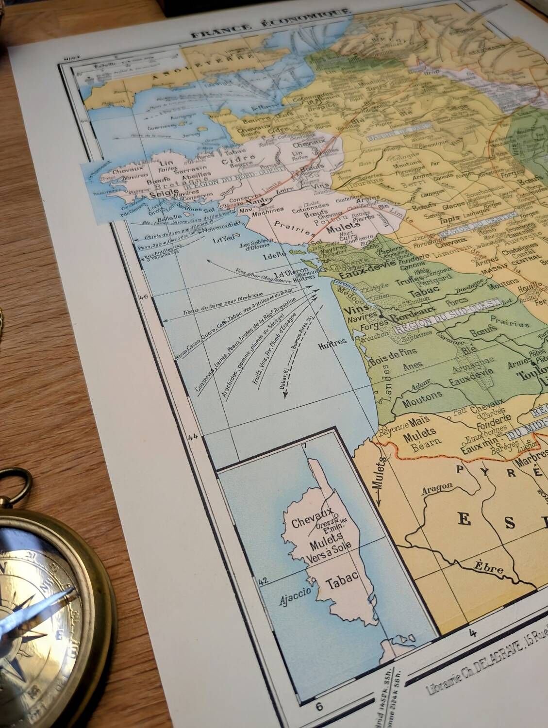 Printed in 1900, map of economic France.