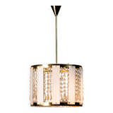 Vintage Crystal Chandelier: 1970s Czech Brass Glass Pendant Light