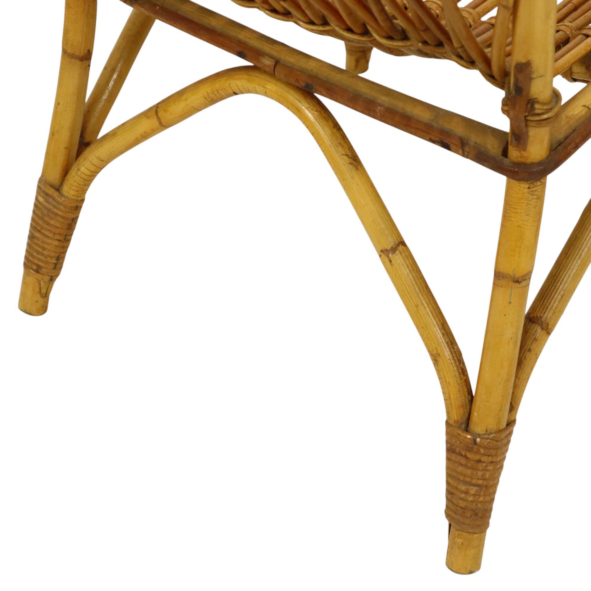 Vintage Set Rattan Chairs Armchairs Table Boho Design Sixties