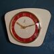 Clock formica vintage wall clock silent trapeze "Jaz yellow red"