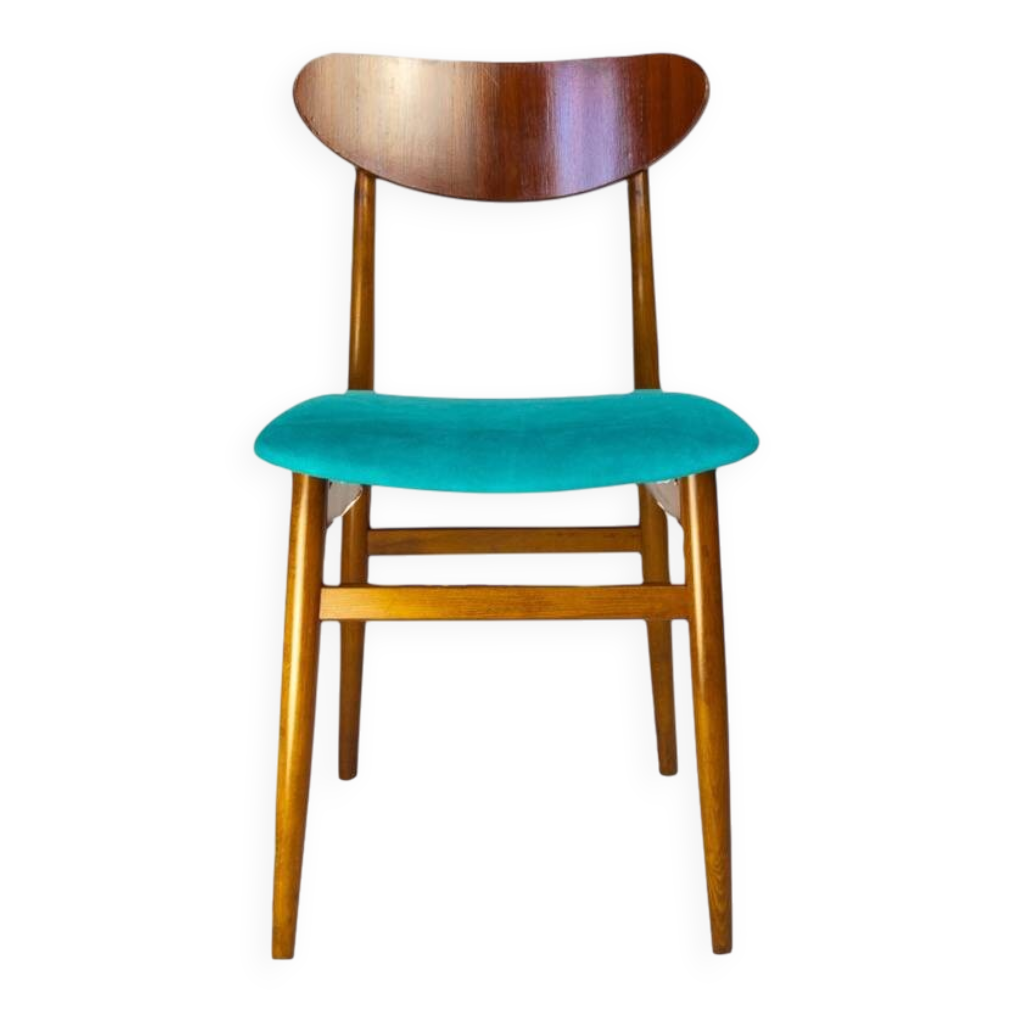 Blue wooden dining chairs, Italy 1950s