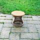 Small Vintage Wood and Rattan Roundtable 1960