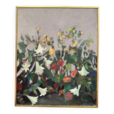 Original  Swedish Oil on Hardboard – “Still Life (Flower Motif)” by L.S.