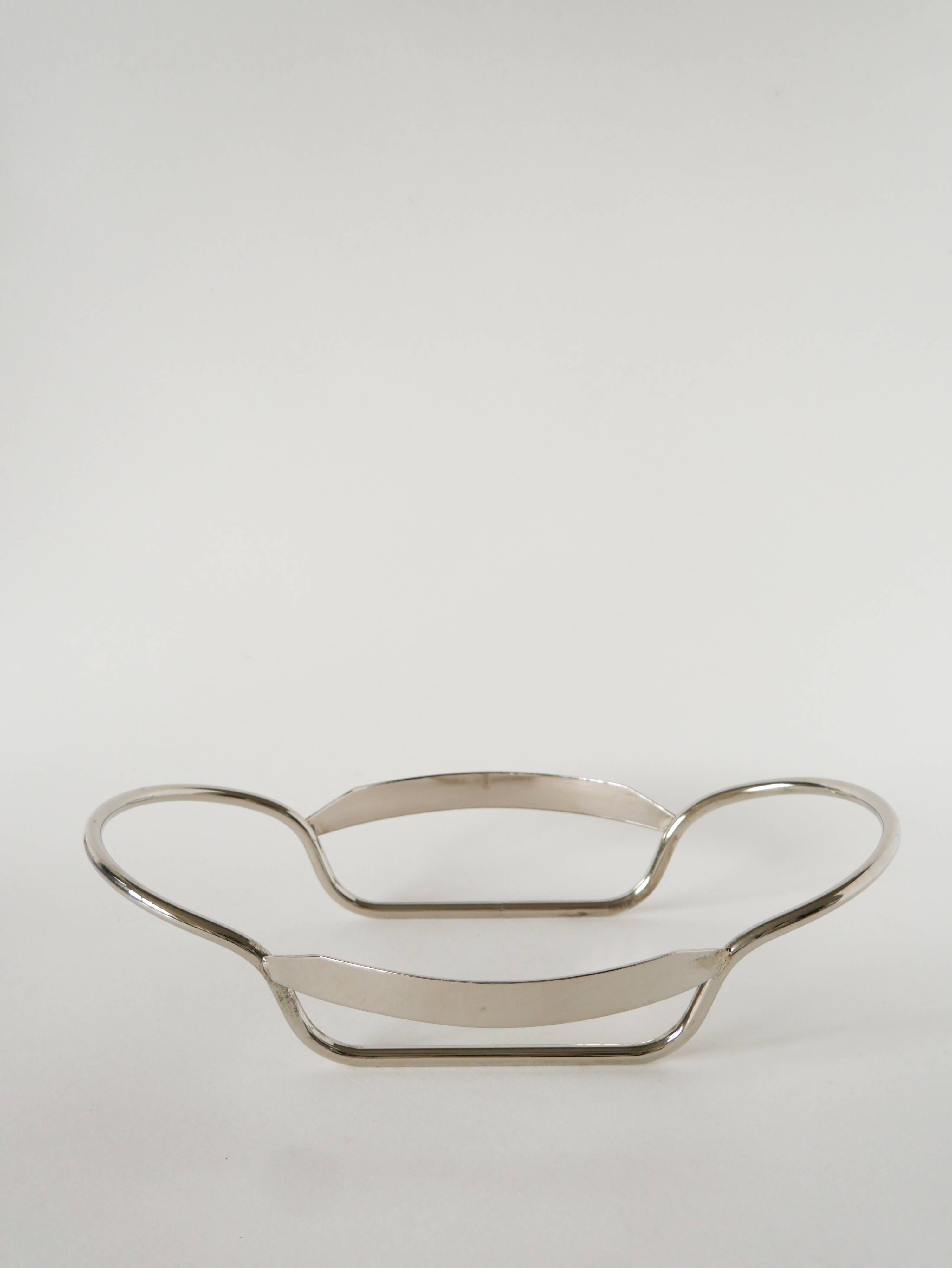Large glass and silver-plated salad bowl, 1950