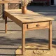 Large antique farmhouse table in solid raw oak with 1 drawer - 2m