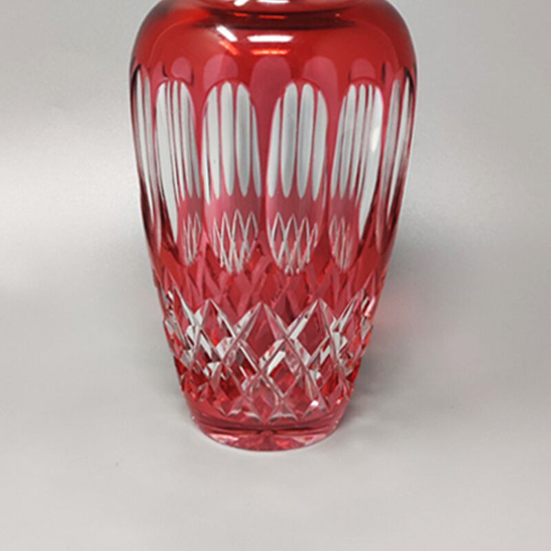 Shaker à cocktail en verre de cristal de bohème rouge des années 1960. fabriqué en italie. attive foto