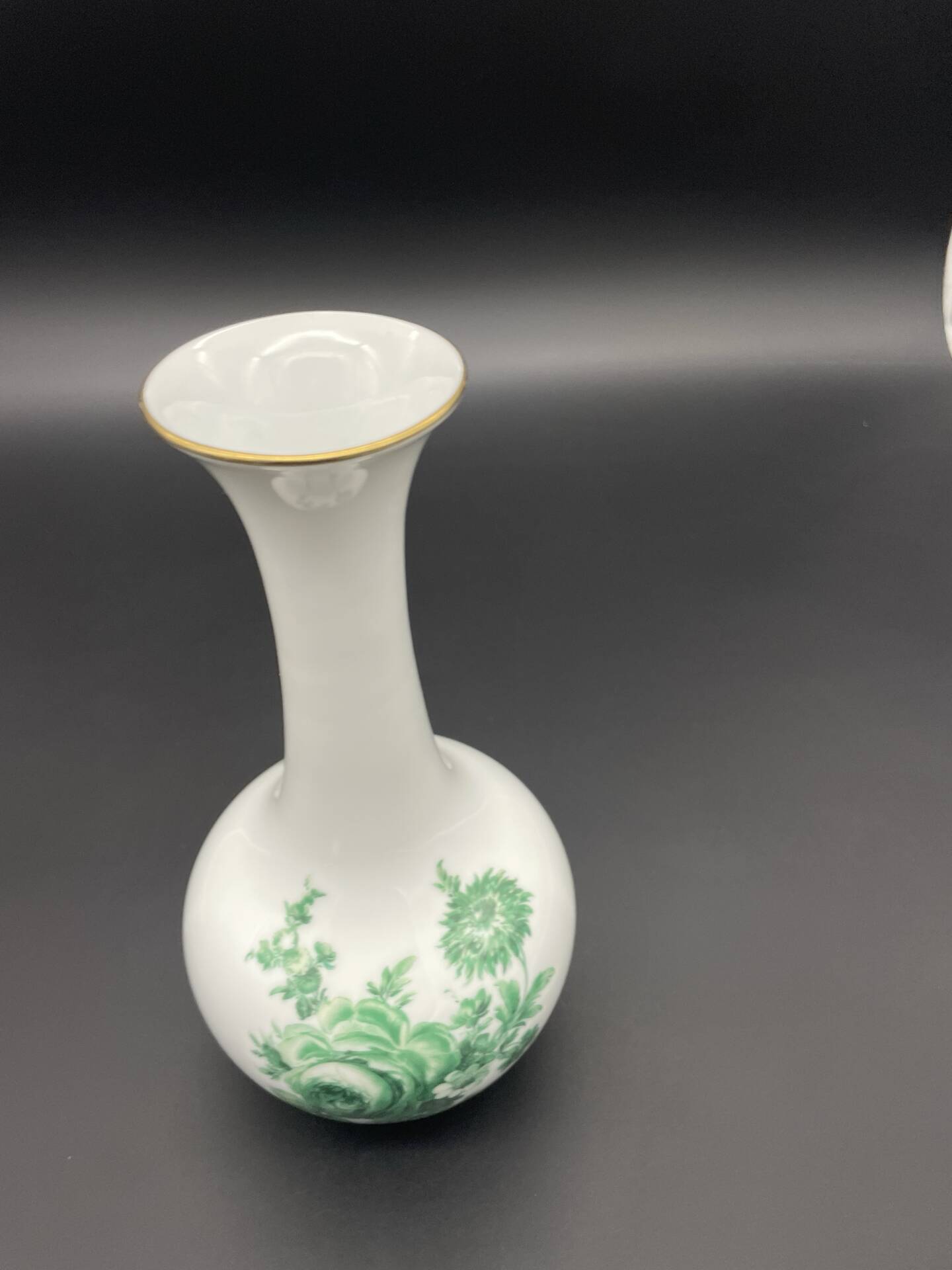 Large vase Royal Porcelain Bavaria with green flowers, 1960s.