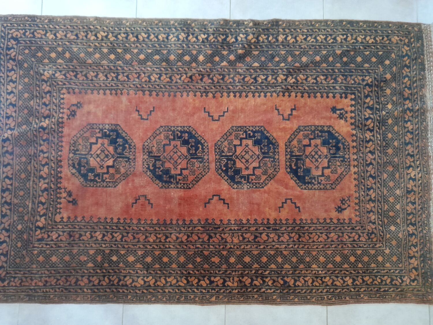 Afghan Carpet "Gül" Vintage – Wool – Exceptional Patina 205x132cm