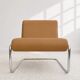Vintage cantilever armchair. Brown faux leather upholstery. 60s