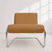 Vintage cantilever armchair. Brown faux leather upholstery. 60s