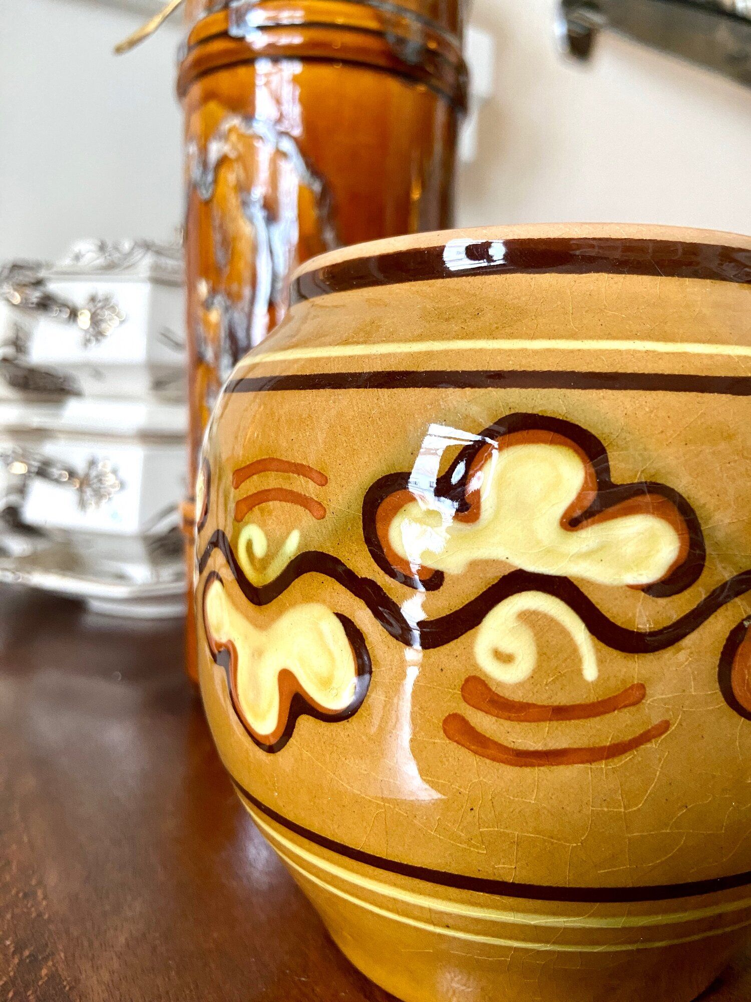 Ocher glazed ceramic vase