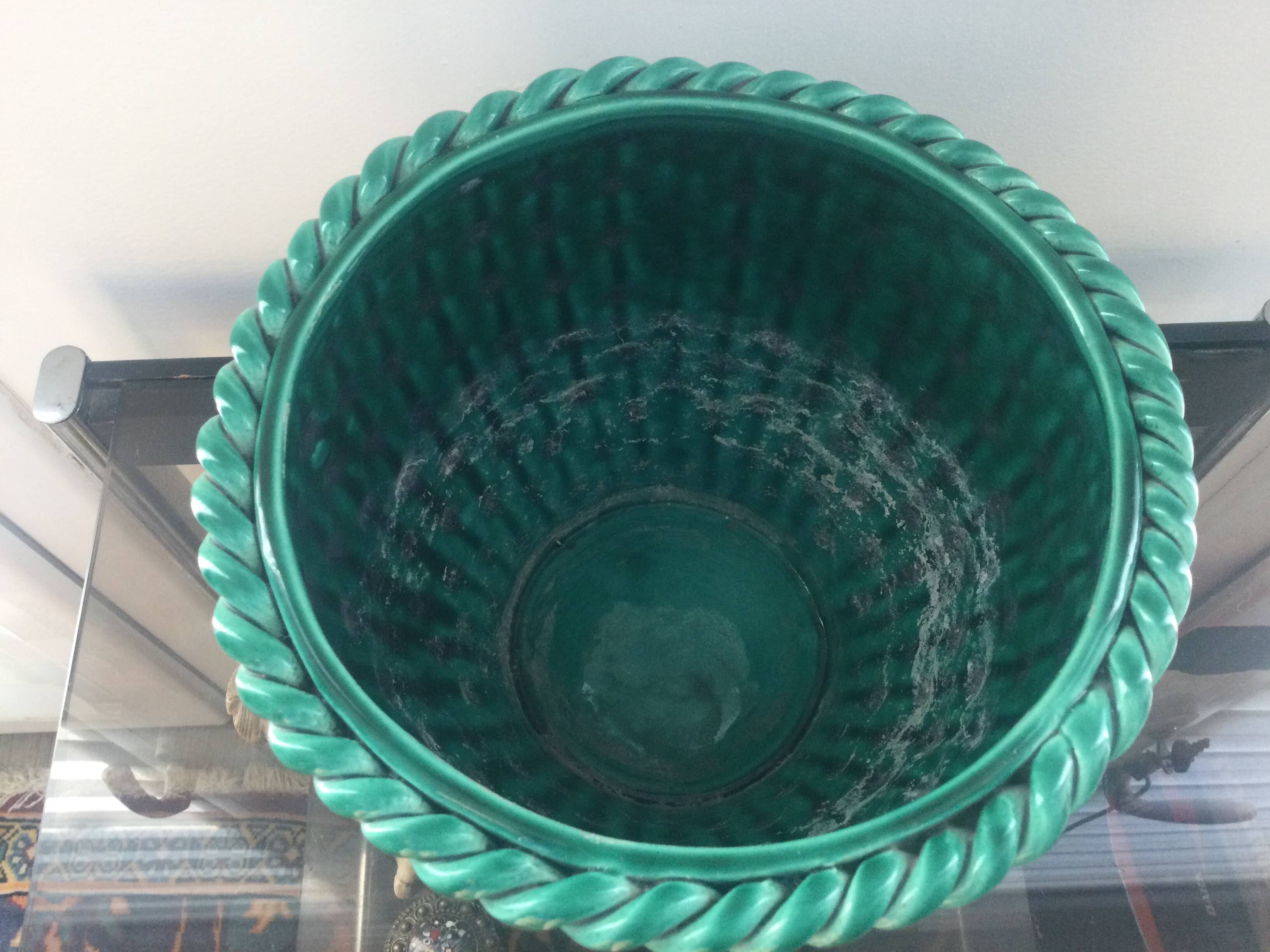 Green art nouveau ceramic planter Gustave Asch