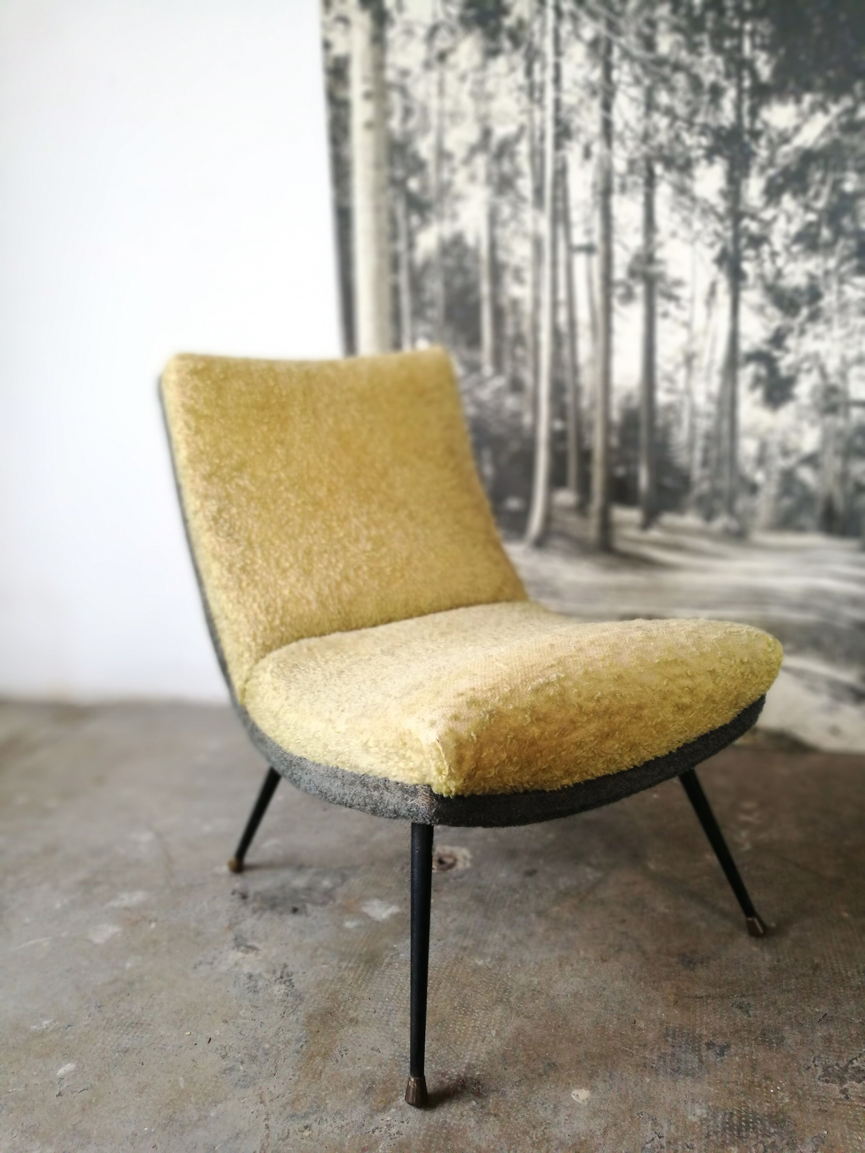 Heater, 60 year old synthetic fur chair