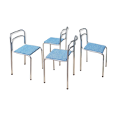 Lot de 4 chaises vintage en métal tubulaire et tissus