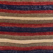 4x9 Red & Navy Blue Pinstriped Pattern Turkish Kilim Rug, 136x284Cm