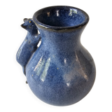 Blue ceramic cat vase signed Jean Louis Scouarnec