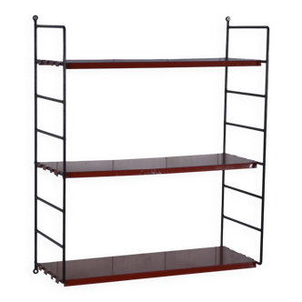 String modular designer shelf with 3 red shelves, 1960s - 1970s