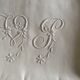 Sheet and pillowcases embroidered linen Richelieu old Castle