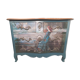 Patinated crossbow chest of drawers