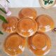 Set of 6 hollow plates Longchamp France mustard - vintage