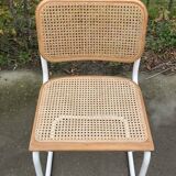 Cesca chair b32 model in white and wood by Marcel Breuer