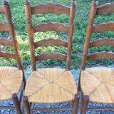 Vintage mulched chairs with high oak backrests with turned legs