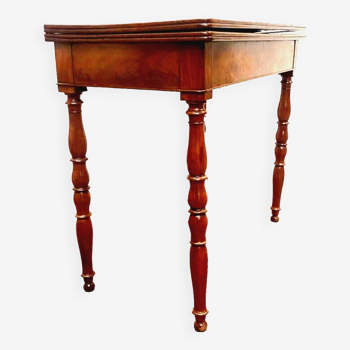 Louis Philippe style game table in mahogany and 19th century veneer