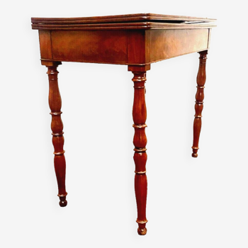 Table a jeu de style Louis Philippe en acajou et placage XIX siècle