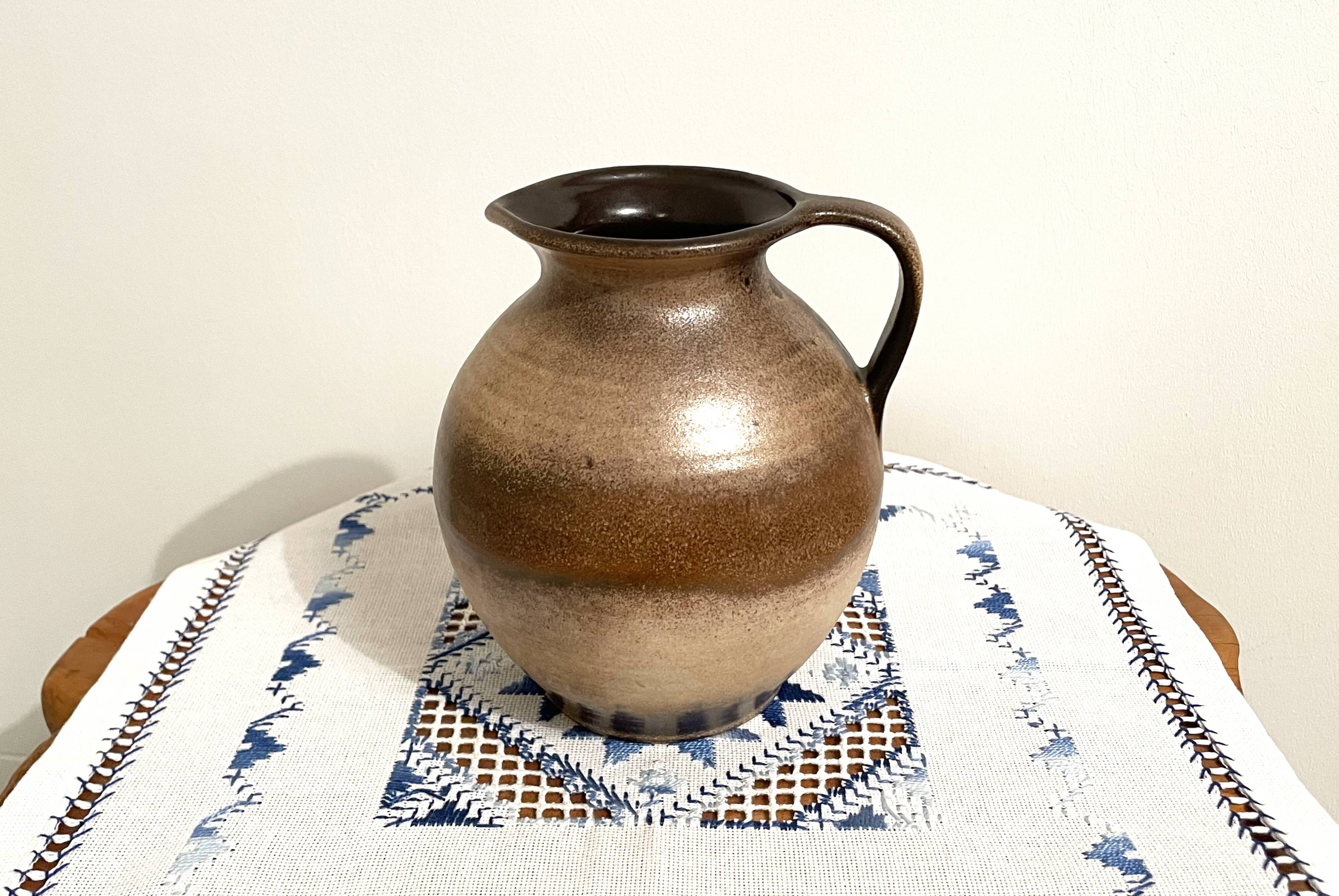 Scheurich 603-15 brown-beige vase or jug with handle, west german art pottery (wgp)