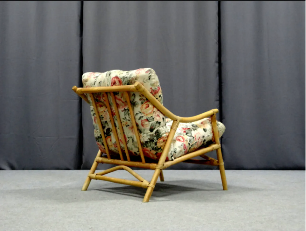 Pair of bamboo and rattan chairs, 1950s