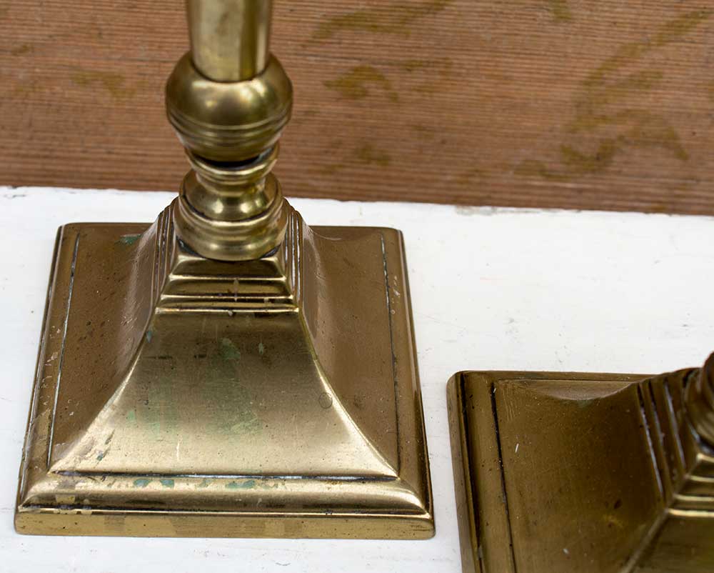 Old pair of brass candlesticks