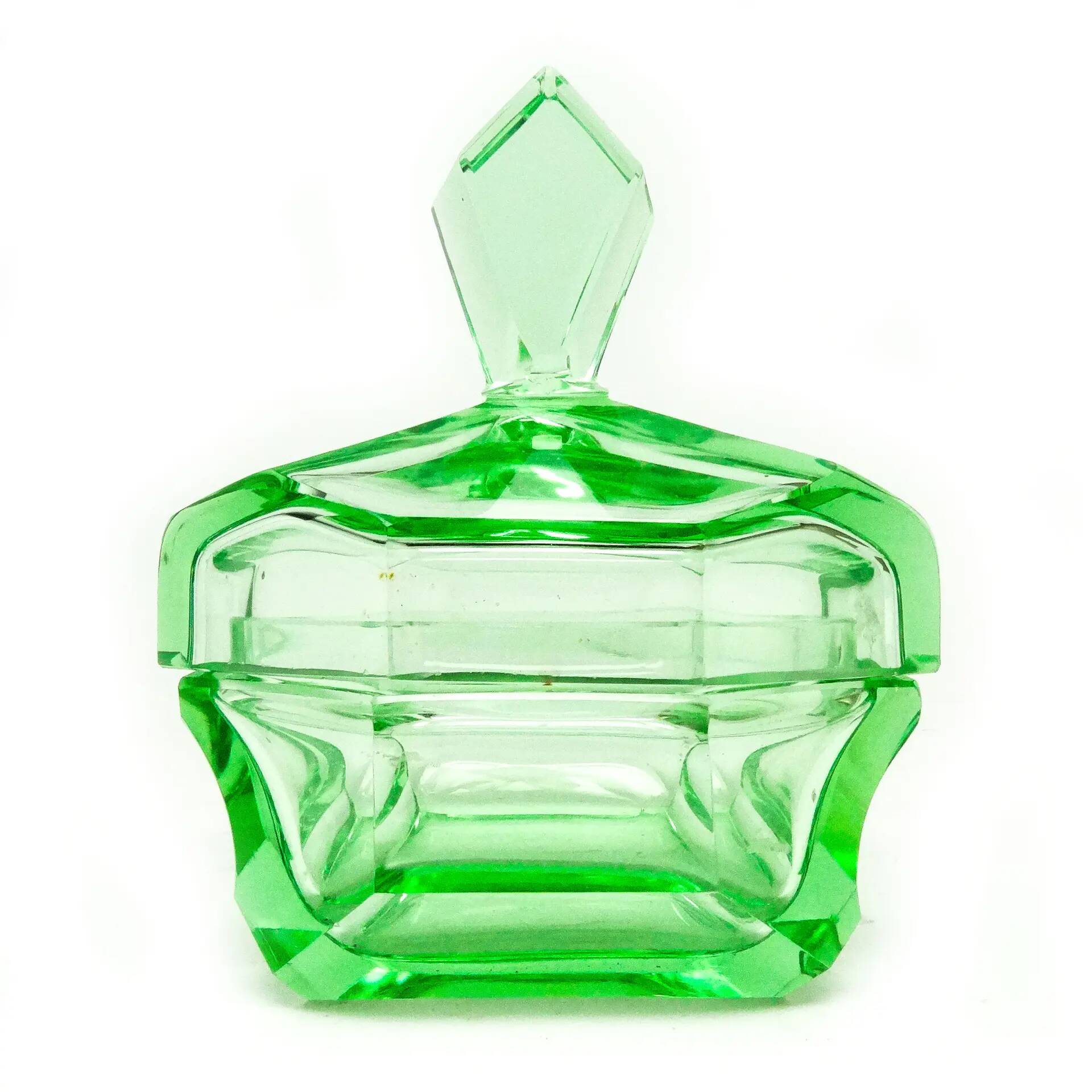 Art Deco bonbonniere, glass, Moser, Czechoslovakia, 1930s