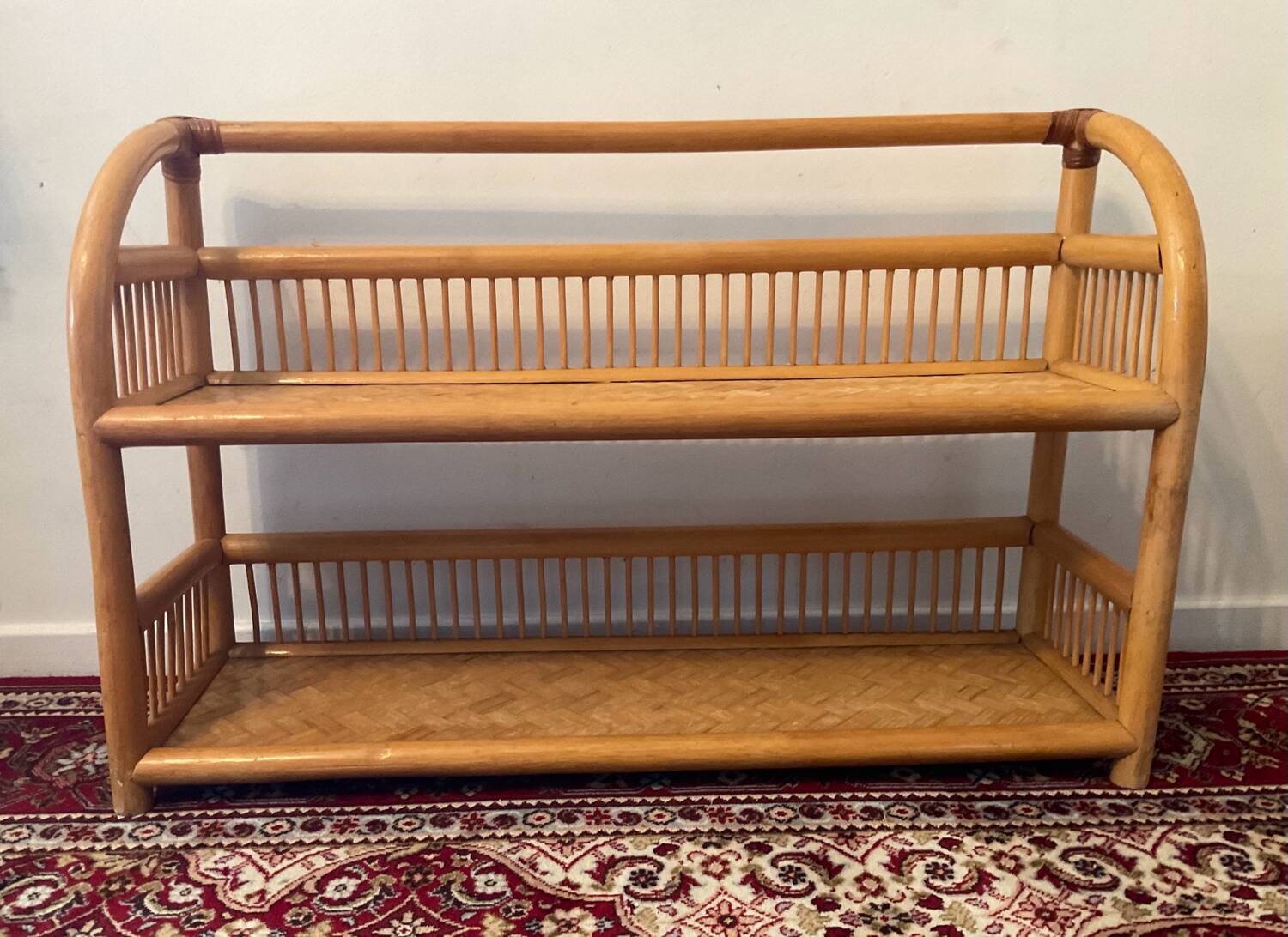 70s rattan shelf