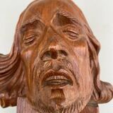 Carved wooden subject by Ferdinand PARPAN representing Christ