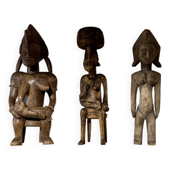 3 Statues Africaines Anciennes Art Premier