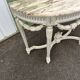 Louis XVI style half-moon console table with carved and painted wood and marble top