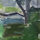Vintage Modernists Landscape Oil on Canvas signed by F.H. 1950s