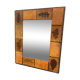 Ceramic wall mirror with herbarium decor circa 1960