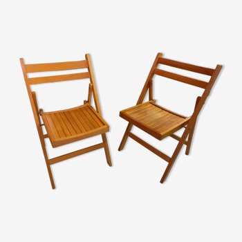 Paire de chaises bois pliantes vintage