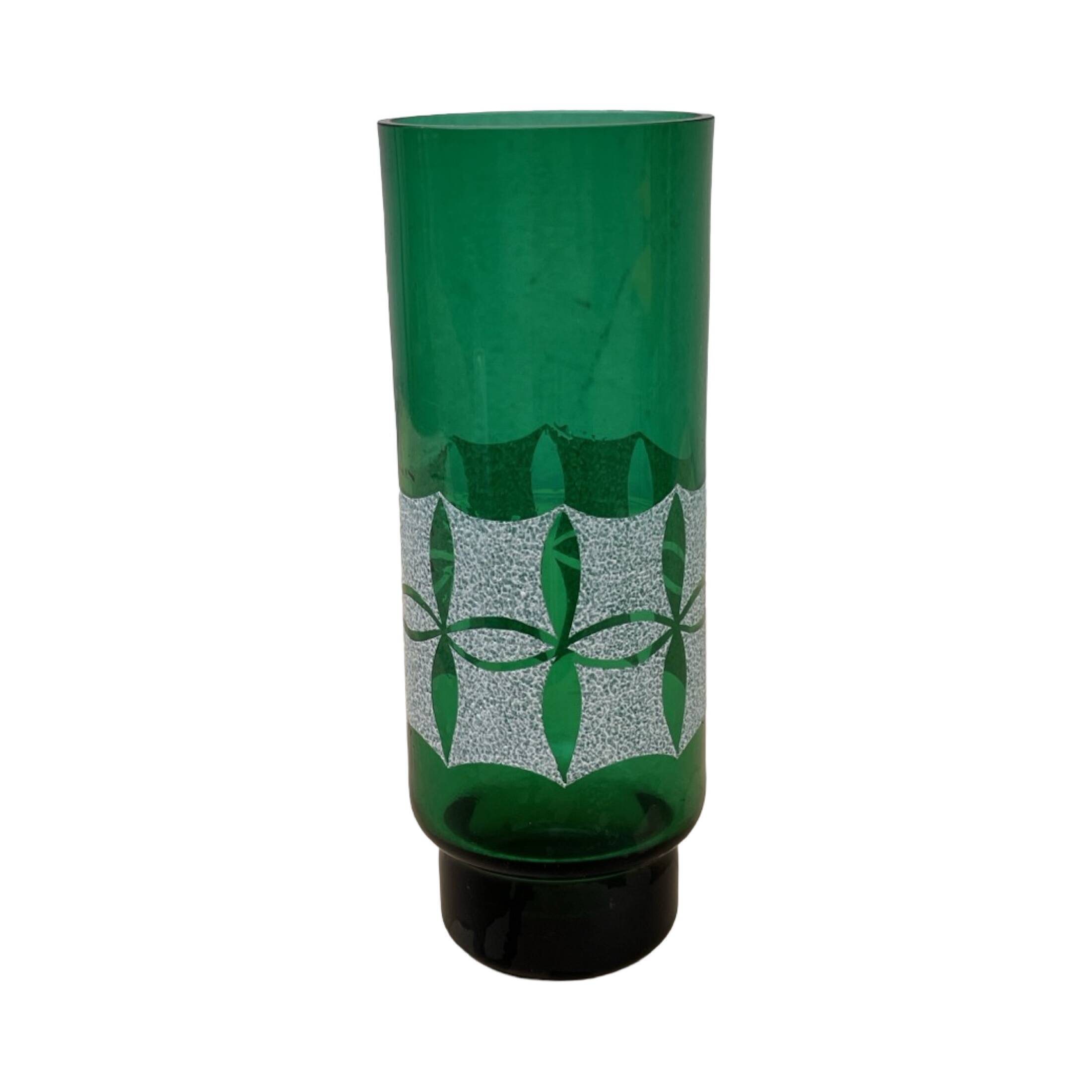 Green glass vase, veb kunst glas wasungen, germany, 1960s