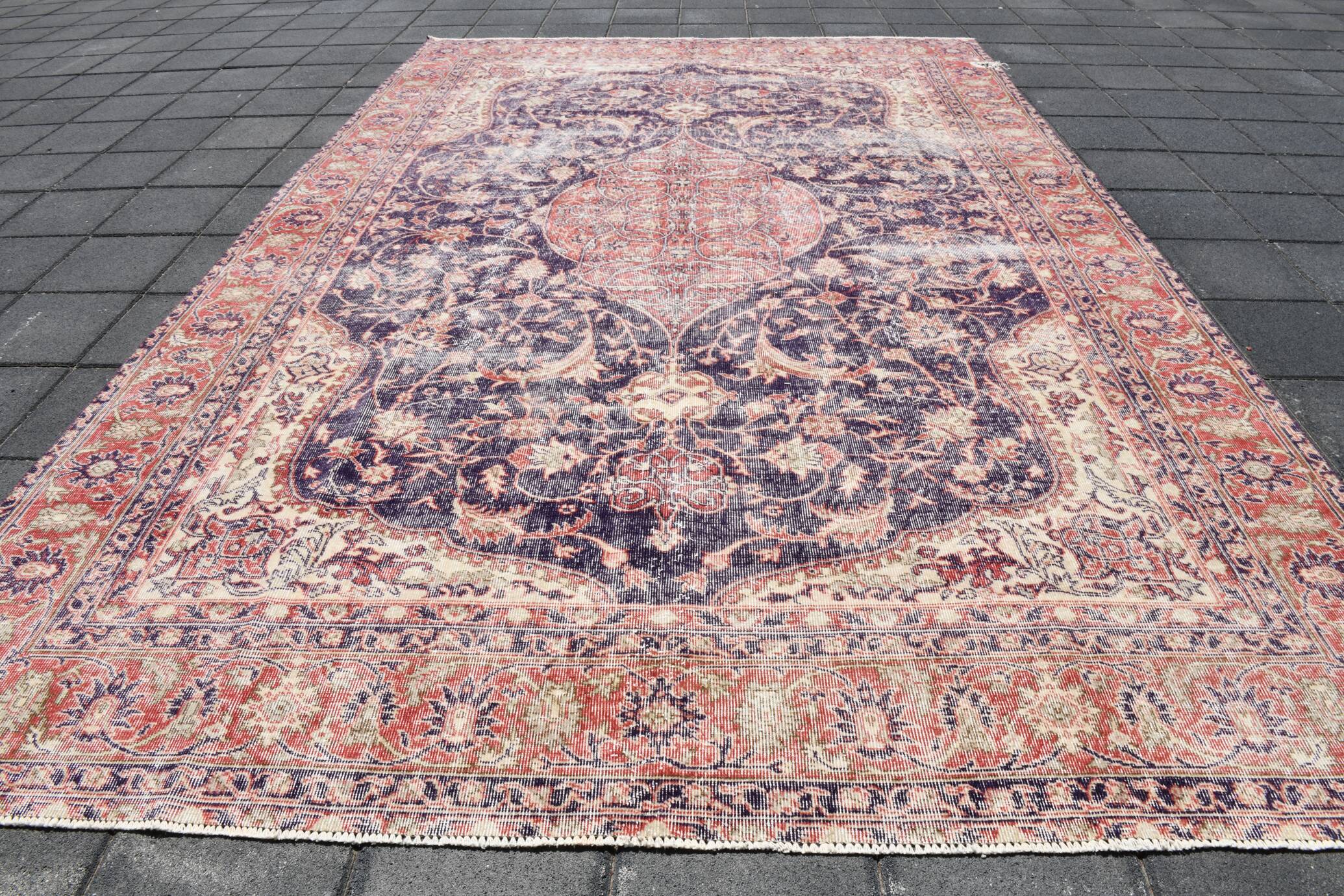 Navy Blue Orientel Style Vintage Persian Rug, 228x338 Cm