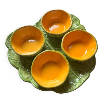 Tray with melon-shaped bowls