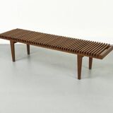 Mid Century Teak Flower Bench, 1960s