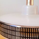 Silkscreened glass pendant light, 1950.