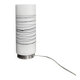 Vintage solid cylindrical lamp in white opal glass and brushed metal – postmodern design